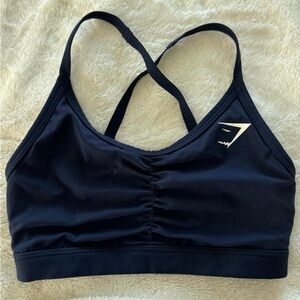 Gymshark Navy Blue Rouched Training Sports Bra Size Extra Small